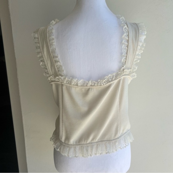 Lace detailed corset top w/ruffled hem, size L, cottage core,  romantic style - Picture 5 of 7